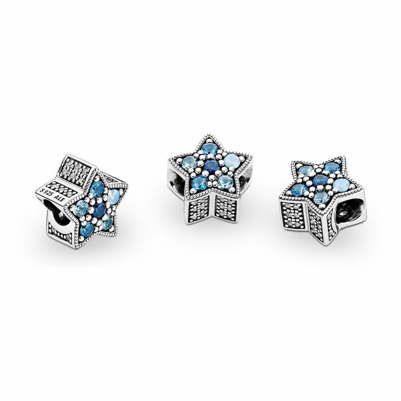 Pandora Bright Star Charm - Sterling Silver/Blue/Mixed Stones/Crystal - Canada | AU9131RX